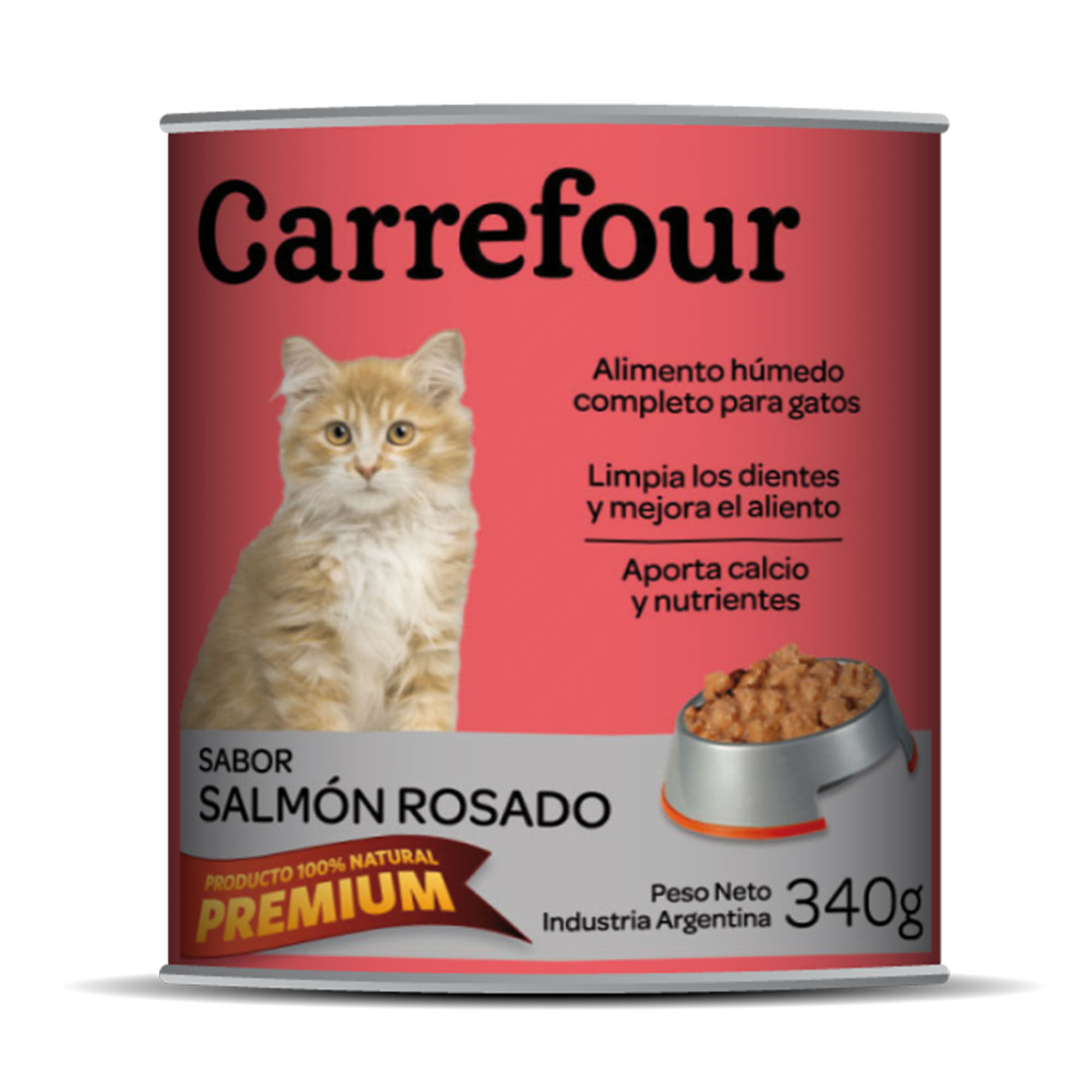 Alimento húmedo para gato Carrefour 340 g. salmón rosado