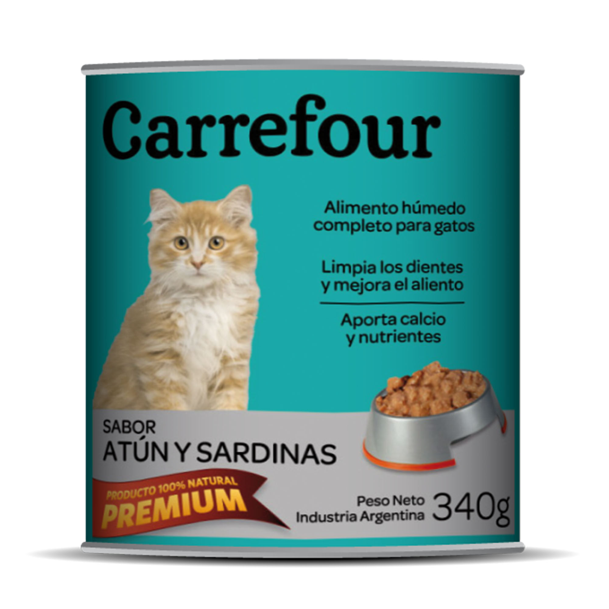Alimento húmedo para gato Carrefour 340 g. atún y sardinas