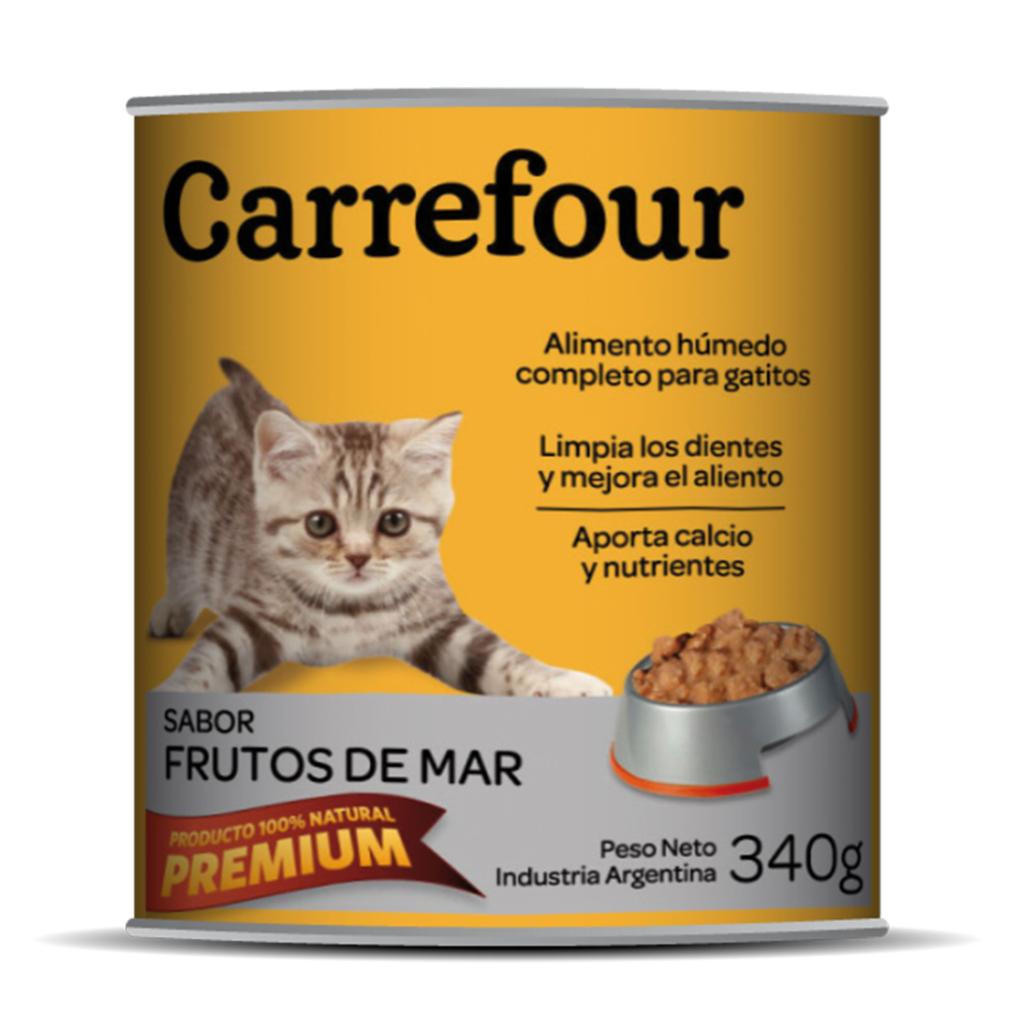 Alimento húmedo para gatitos Carrefour 340 g. frutos de mar