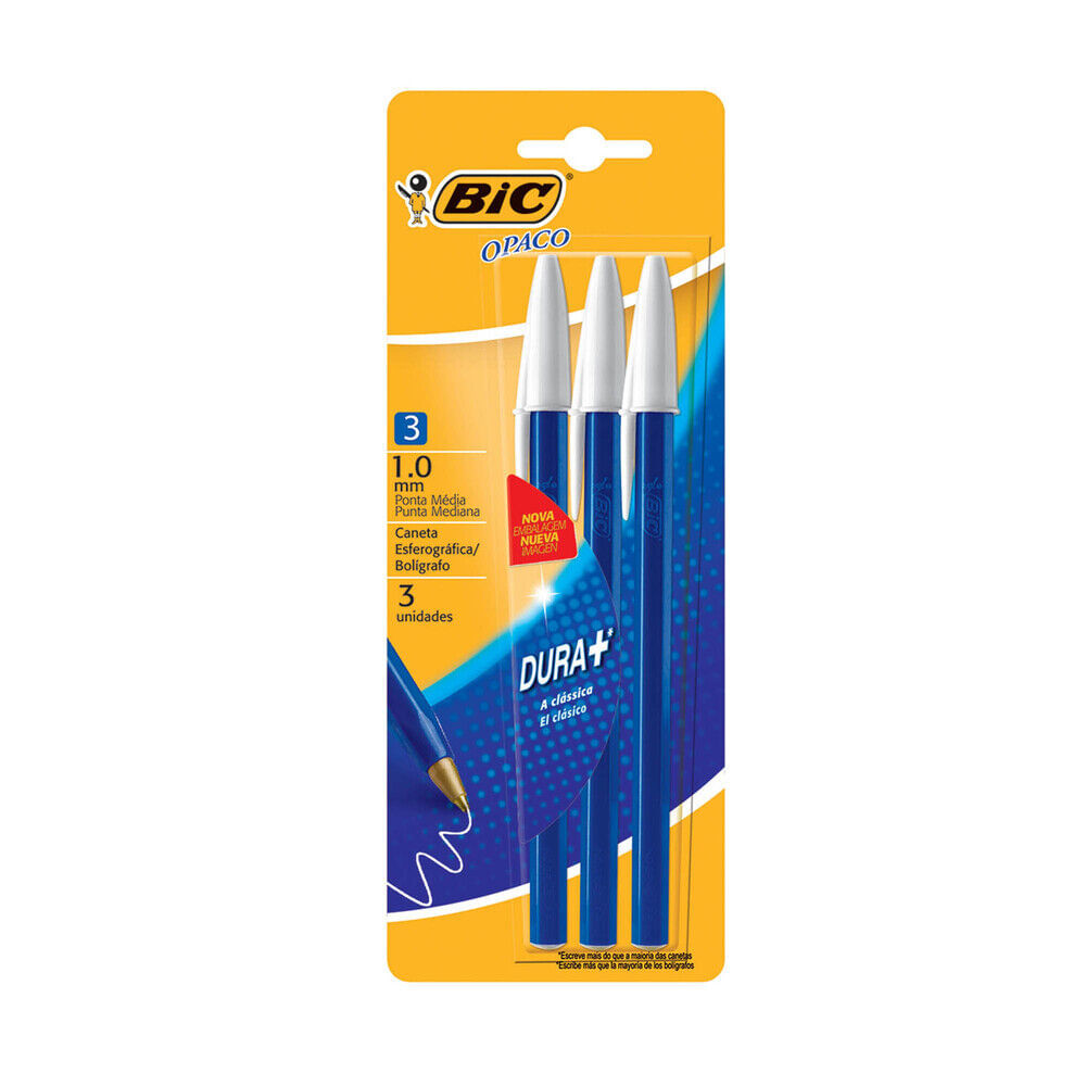 Lapicera BIC opaco azul 1 mm. 3 u.