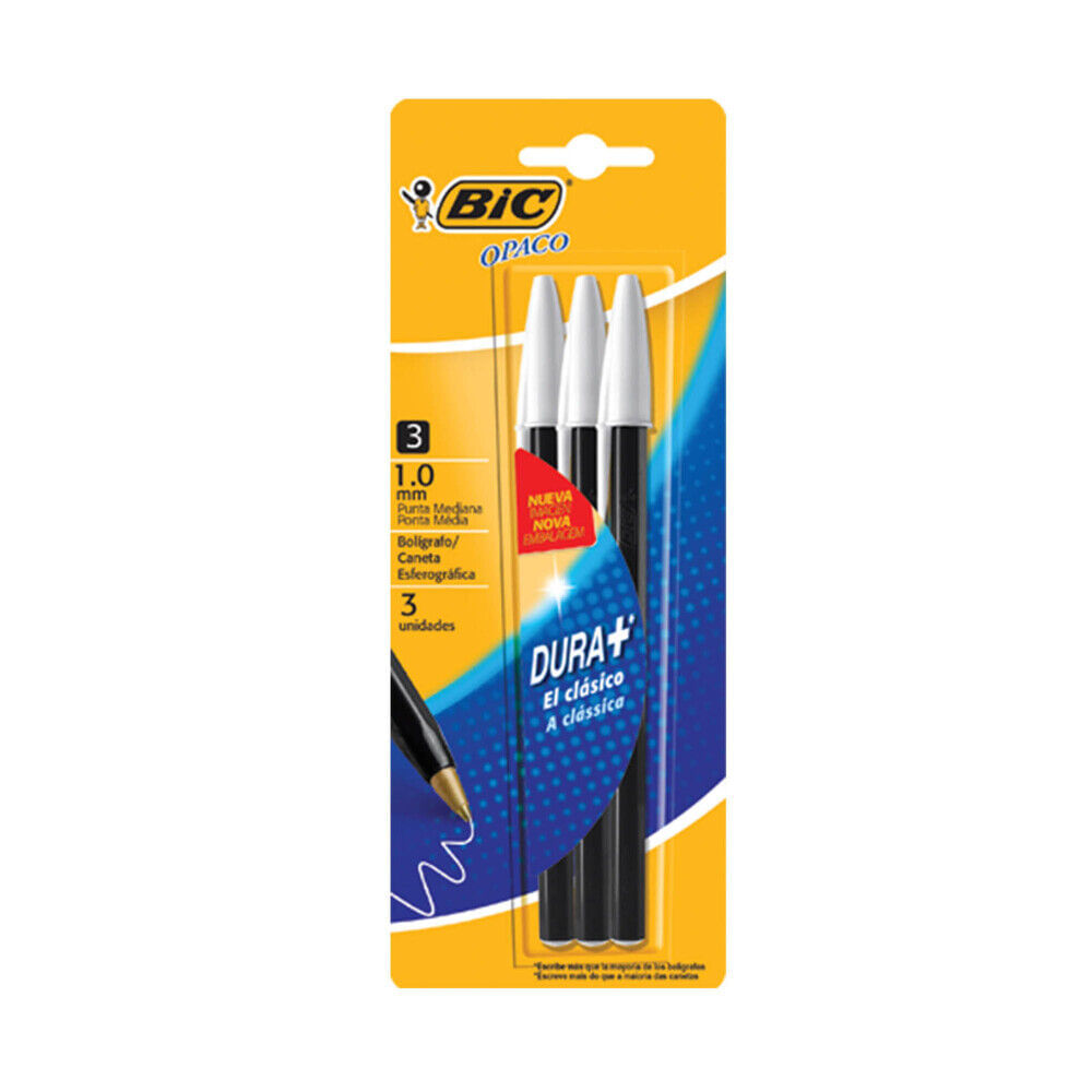 Boligrafo Opaco Negro Bic 3 U