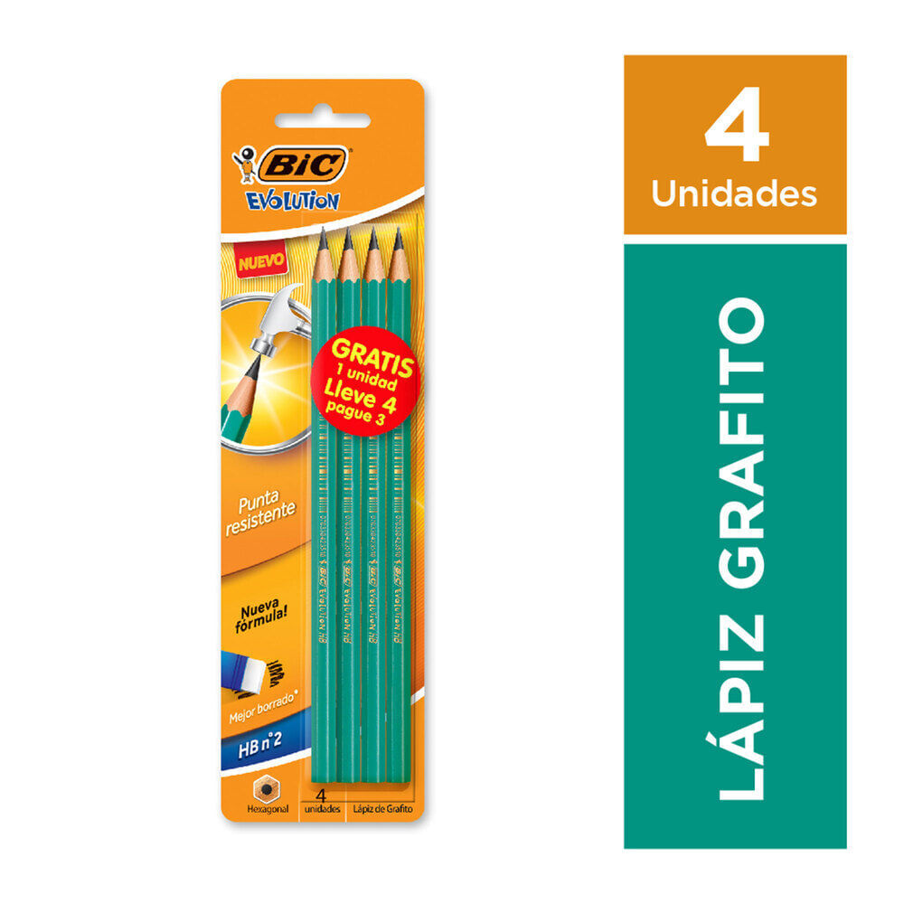 Lápiz de grafito BIC Evolution 650 4 u.