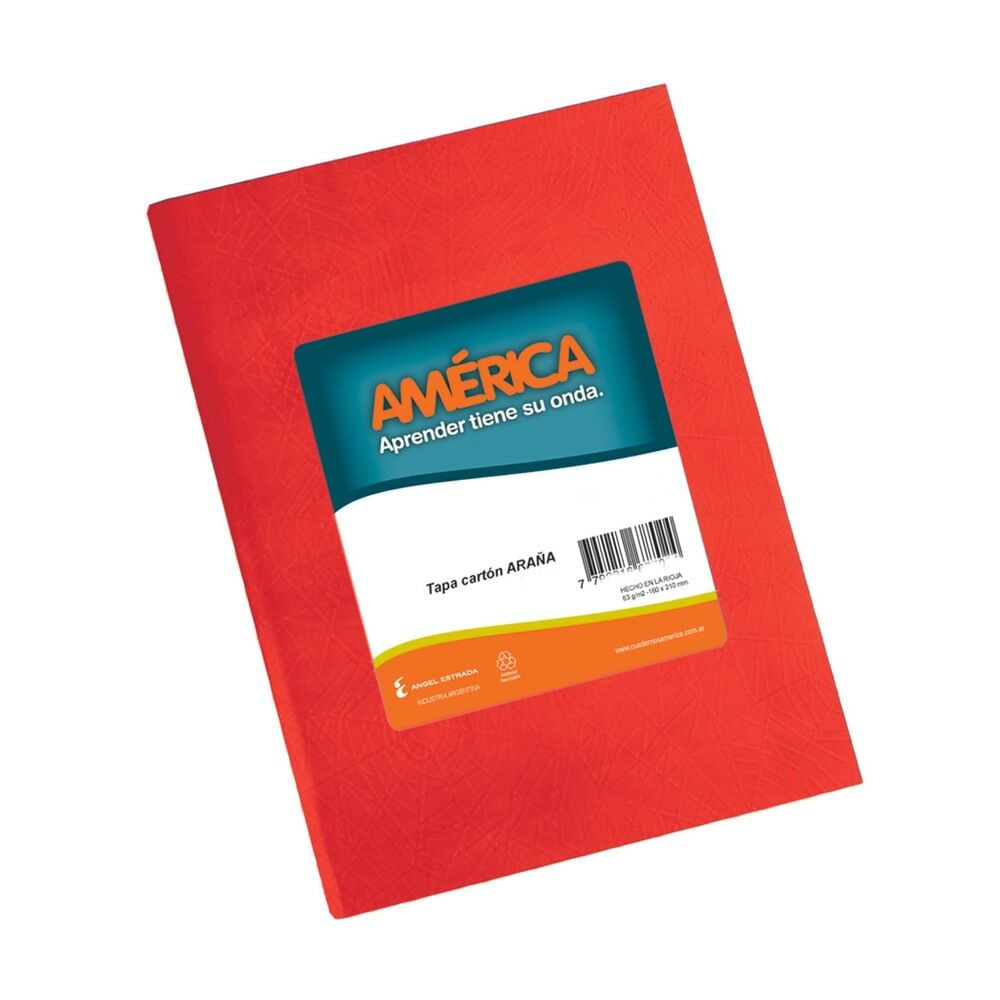 Cuaderno rayado América tapa dura rojo 42 hojas
