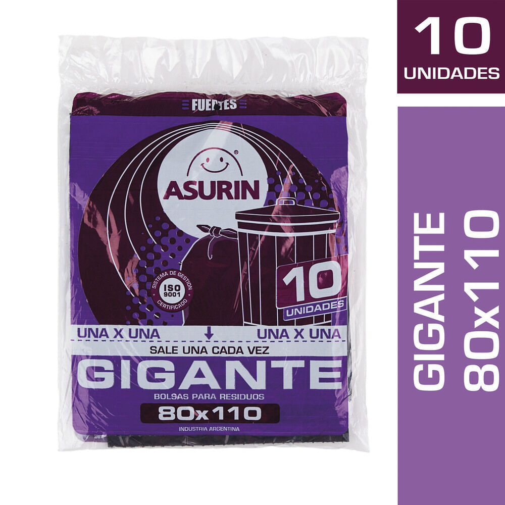 Bolsas para residuos Asurín gigante 80x110cm x 10 u.