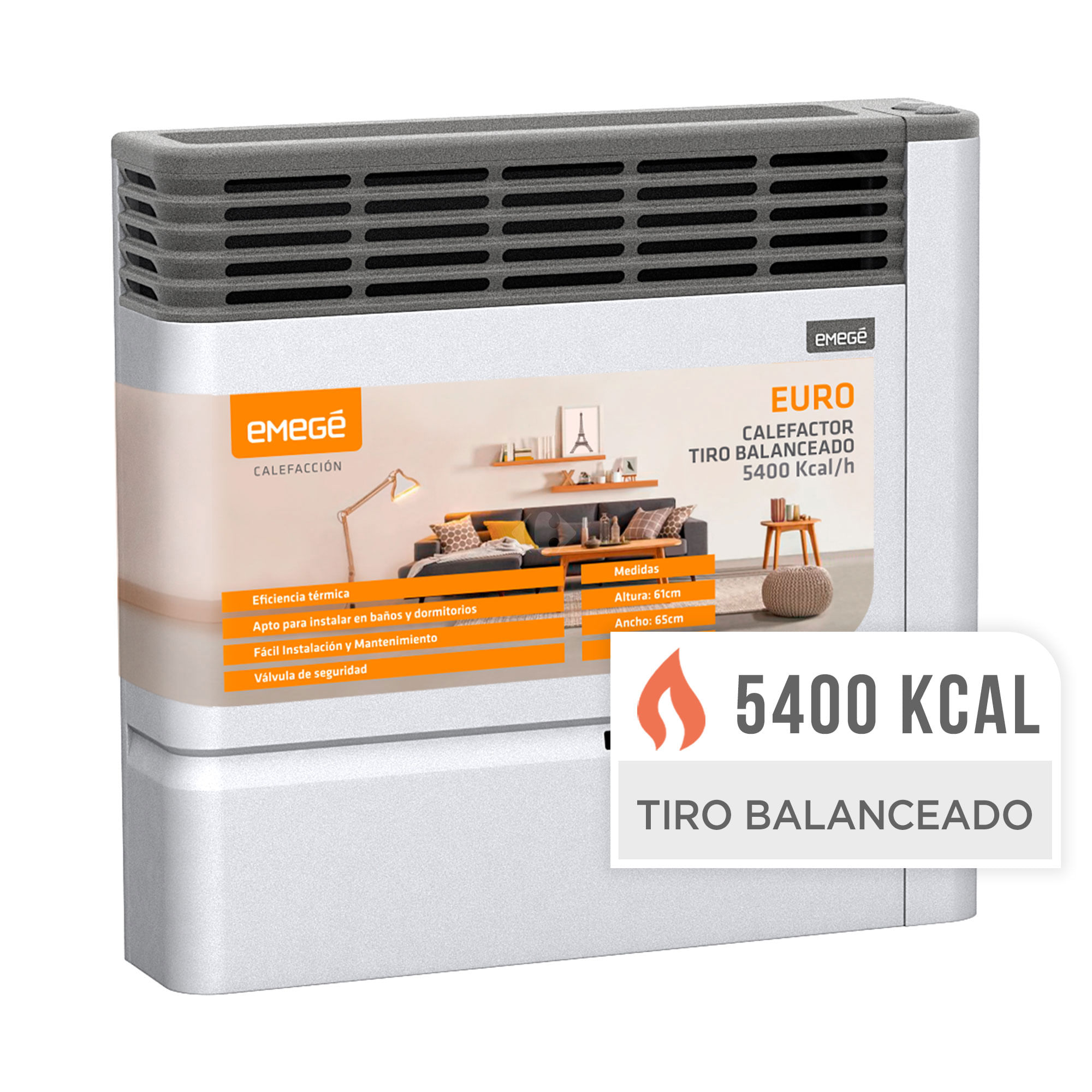 Calefactor tiro balanceado Emegé 5400 Kcal/h euro