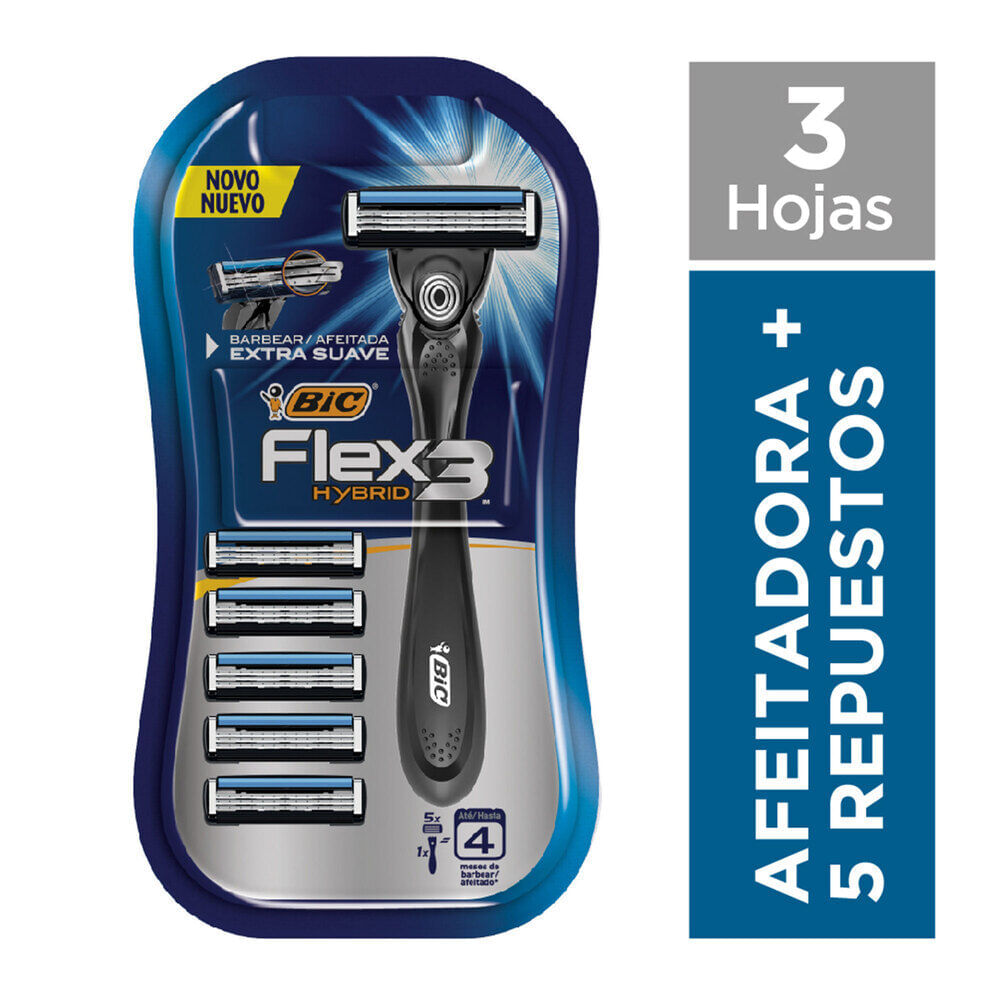 Máquina de afeitar Bic flex 3 hybrid 5 u.