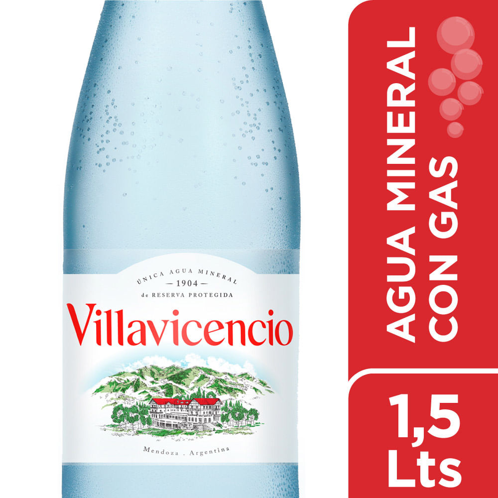 Agua mineral con gas Villavicencio 1,5 lts