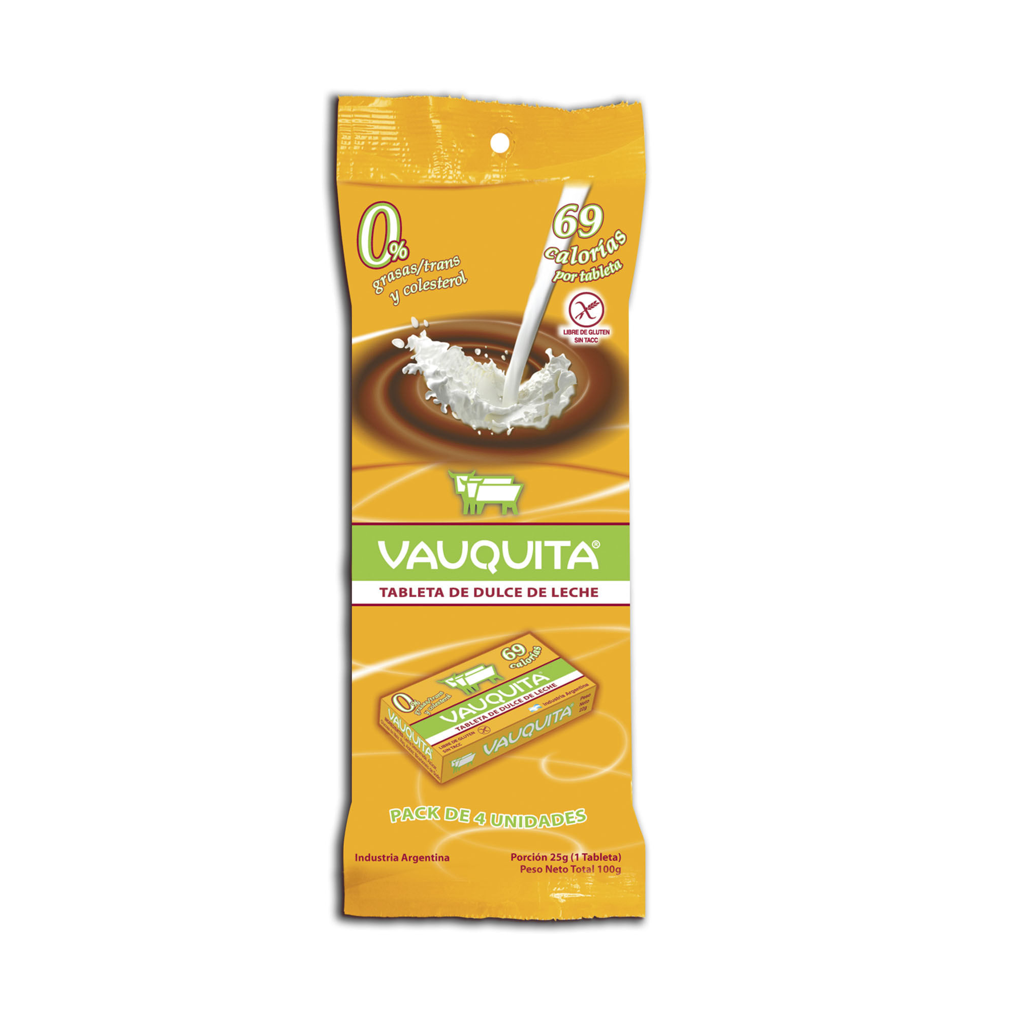 Tableta dulce de leche Vauquita light 4 u.