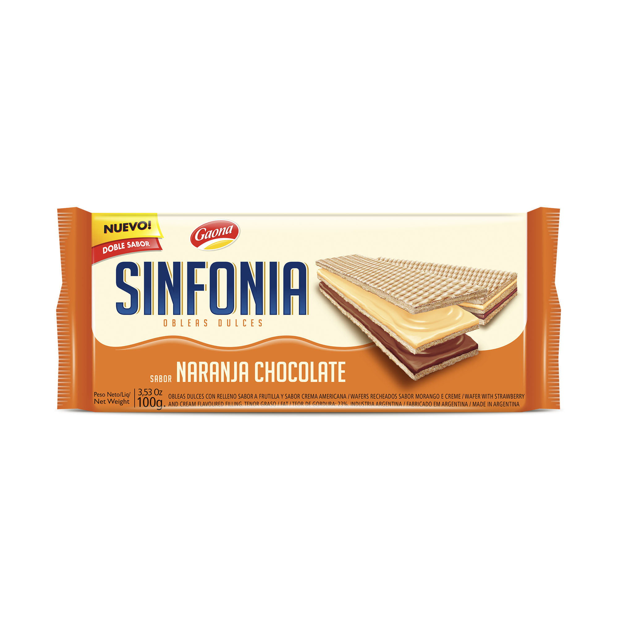 Obleas naranja y chocolate Sinfonia Gaona 100 g.