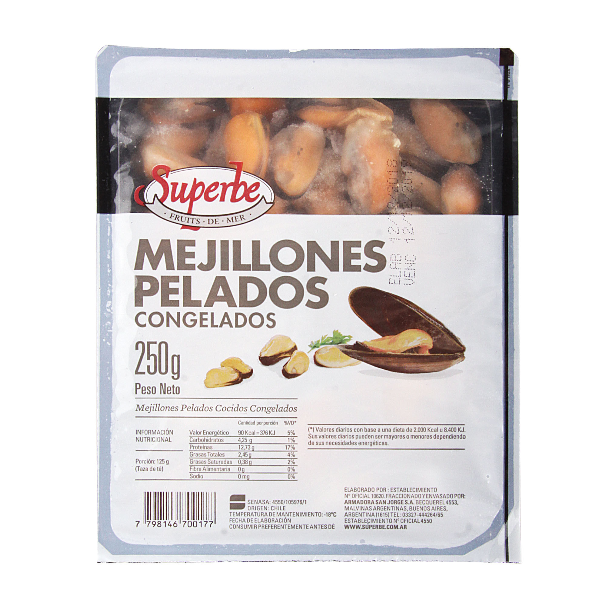 Mejillon Cocido Pelado Superbe X 250 Gr