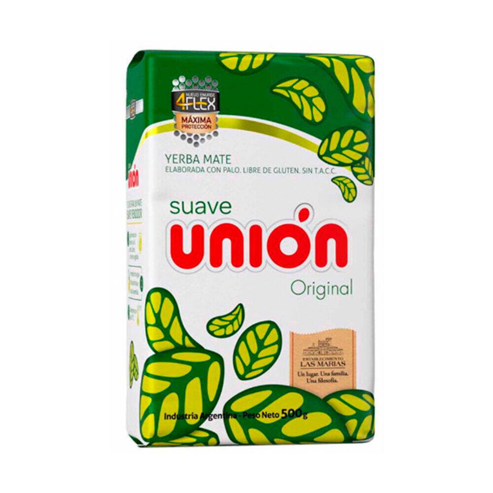 Yerbe mate suave Unión original controlado 4flex 500 grs