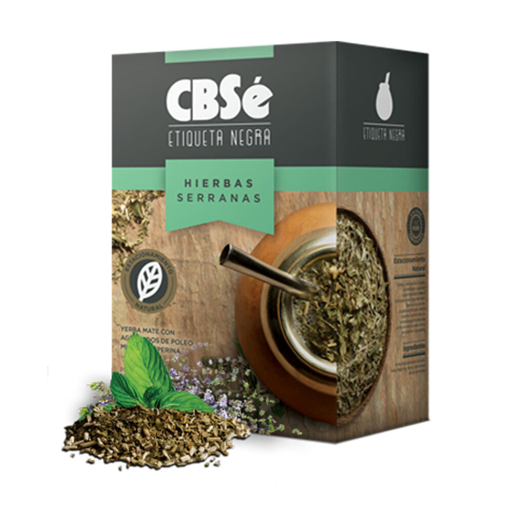 Yerba mate CBSé etiqueta negra con hierbas serranas 500 g.