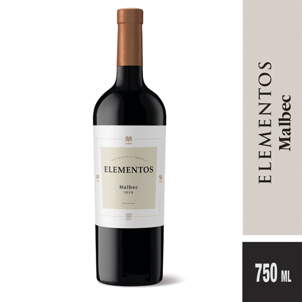 Vino tinto Malbec Elementos 750 ml