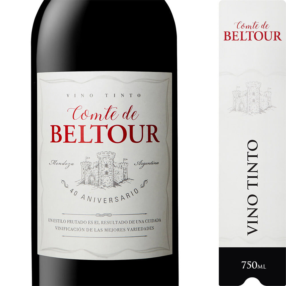 Vino tinto malbec Comte de Beltour 750 cc.