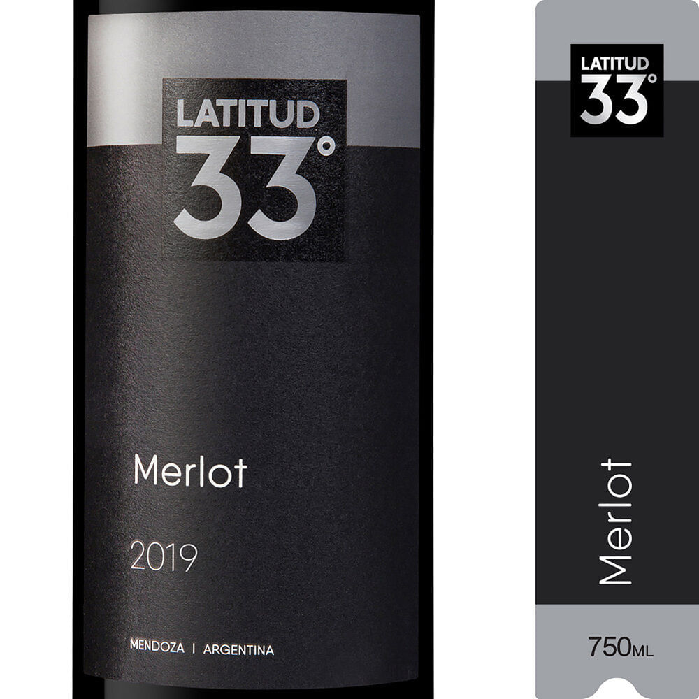 Vino tinto merlot Latitud 33 750 cc.