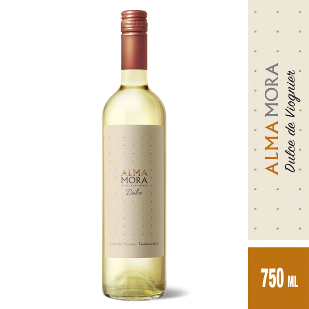 Vino blanco dulce viognier Alma Mora 750 cc.