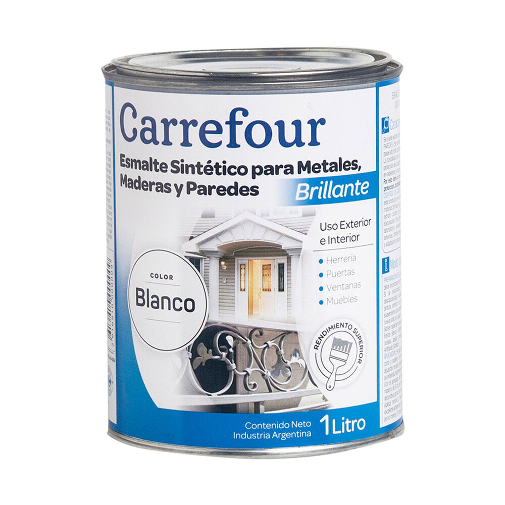 Esmalte sintético Carrefour blanco brillante 1 l.