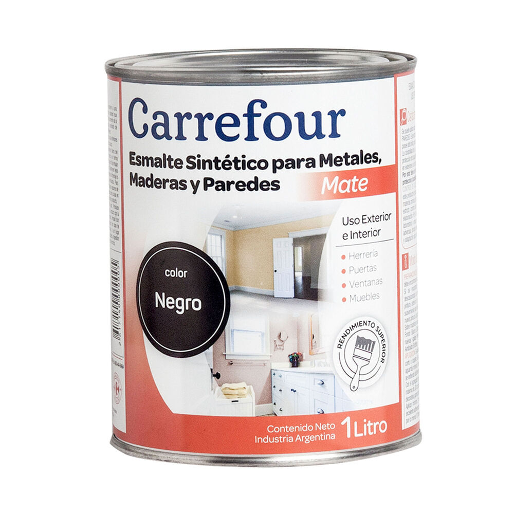 Esmalte sintético Carrefour negro mate 1 l.