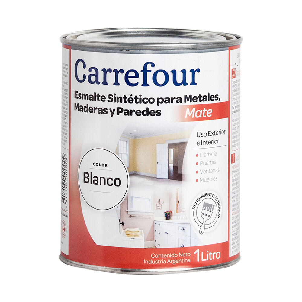 Esmalte sintético Carrefour blanco mate 1 l.