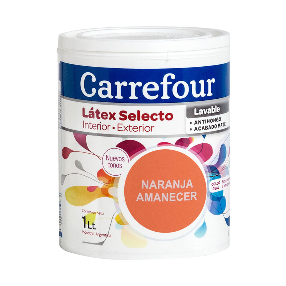 Látex interior/exterior Carrefour selecto naranja amanecer 1 l.