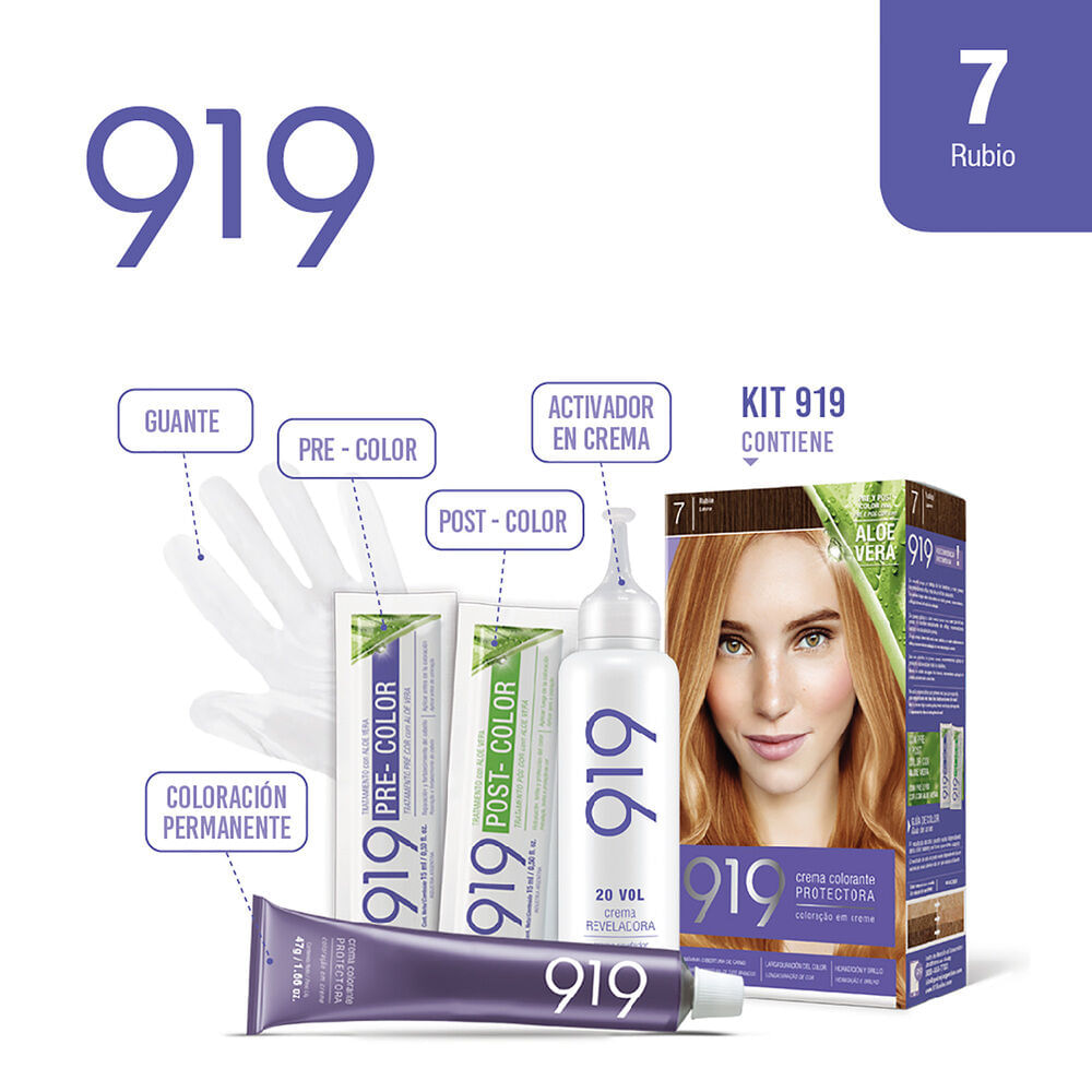 Kit de tintura permanente 919 nº 7 rubio 1 u.