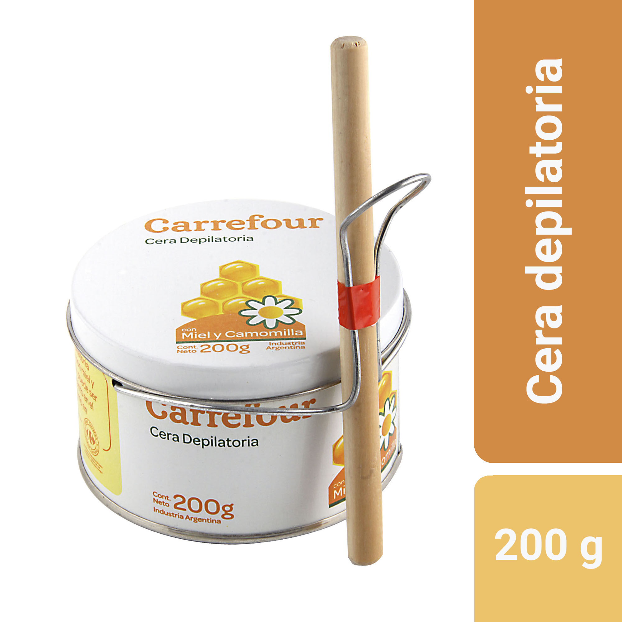 Cera depilatoria Carrefour miel y camomilla en lata 200 g.