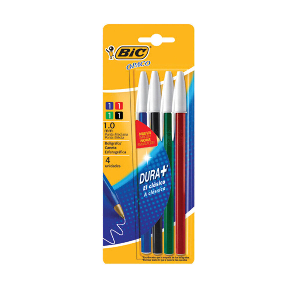 Boligrafo bic surtido x4 opaco 1mm