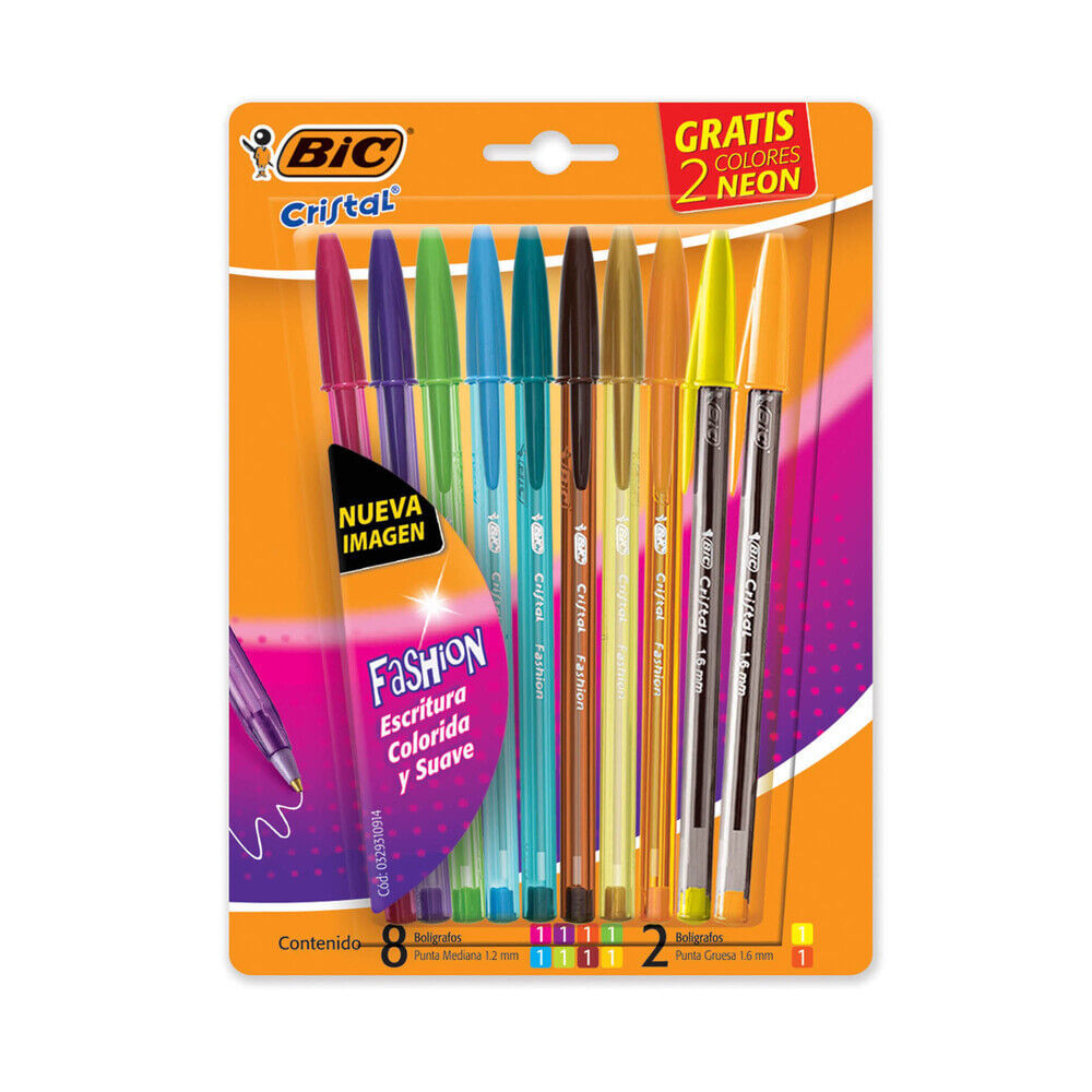 Bolígrafo Bic fashion x 10 uni