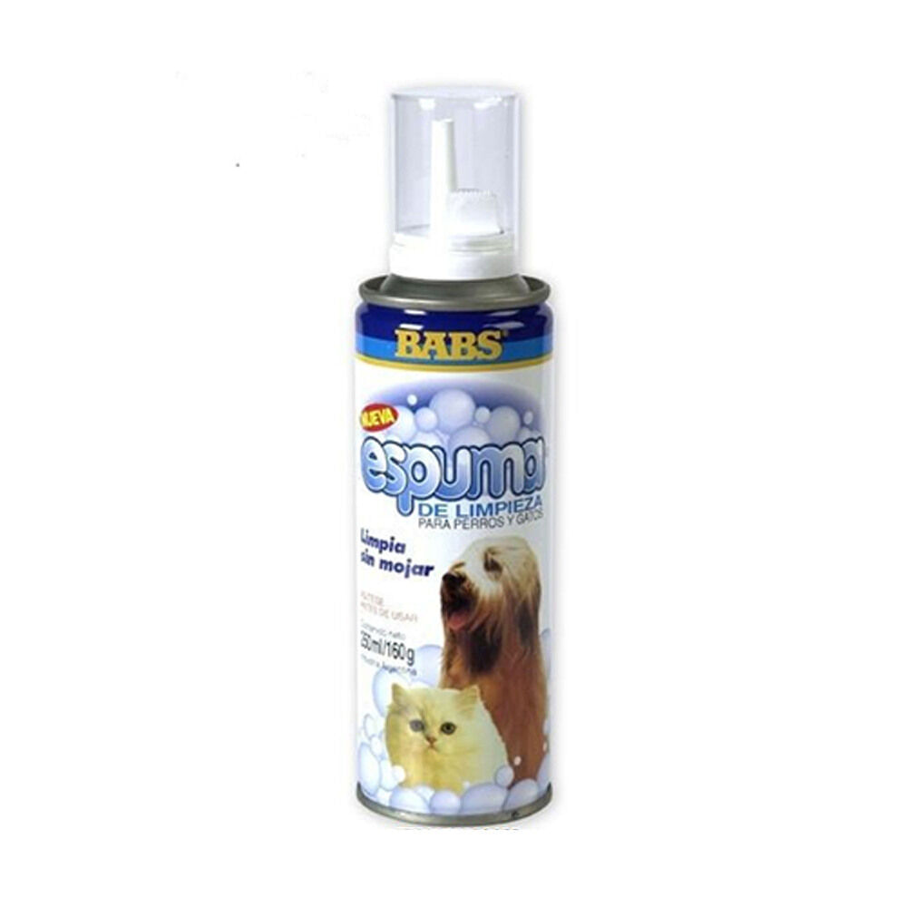 Espuma de limpieza seca para perros y gatos Babs 250 cc.