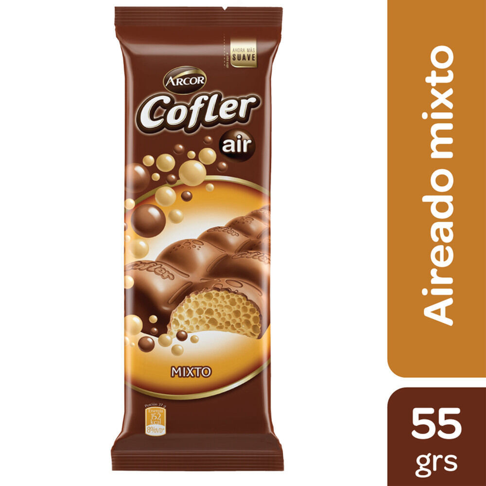 Tableta De Chocolate Cofler Aireado Blanco Y Negro 55 G