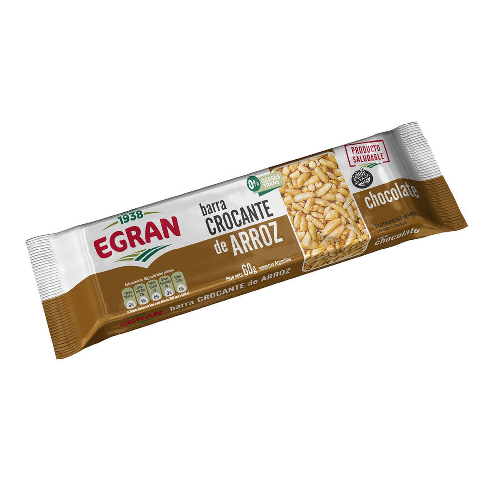 Barra Crocante Arroz C/Choc Egran 60 Gr