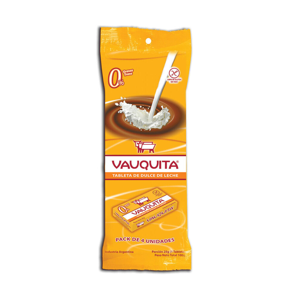 Tableta de dulce de leche Vauquita x4 25 grs