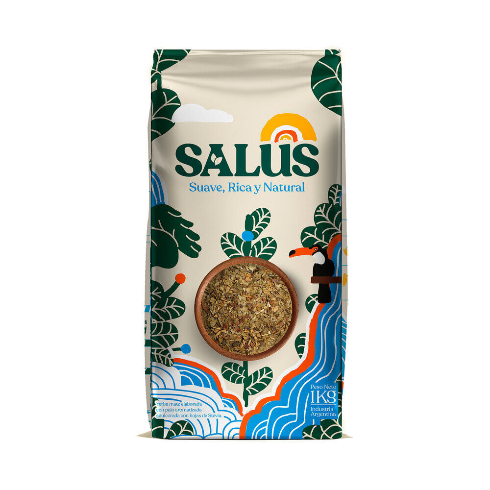 Yerba mate con palo edulcorada Salus 1 kg.