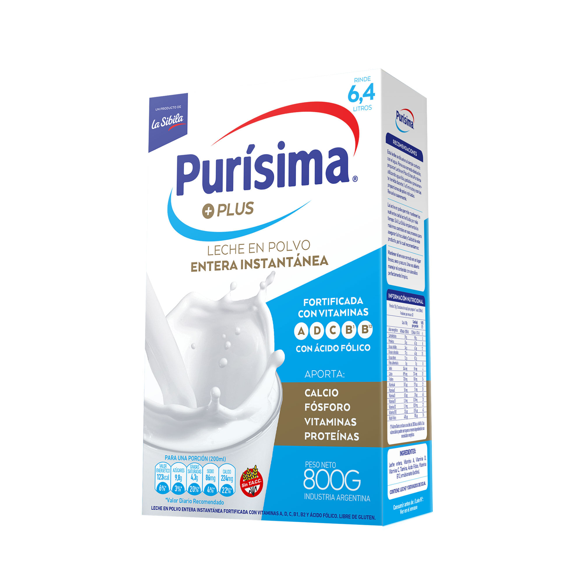 Leche En Polvo Purísima Plus 800 G