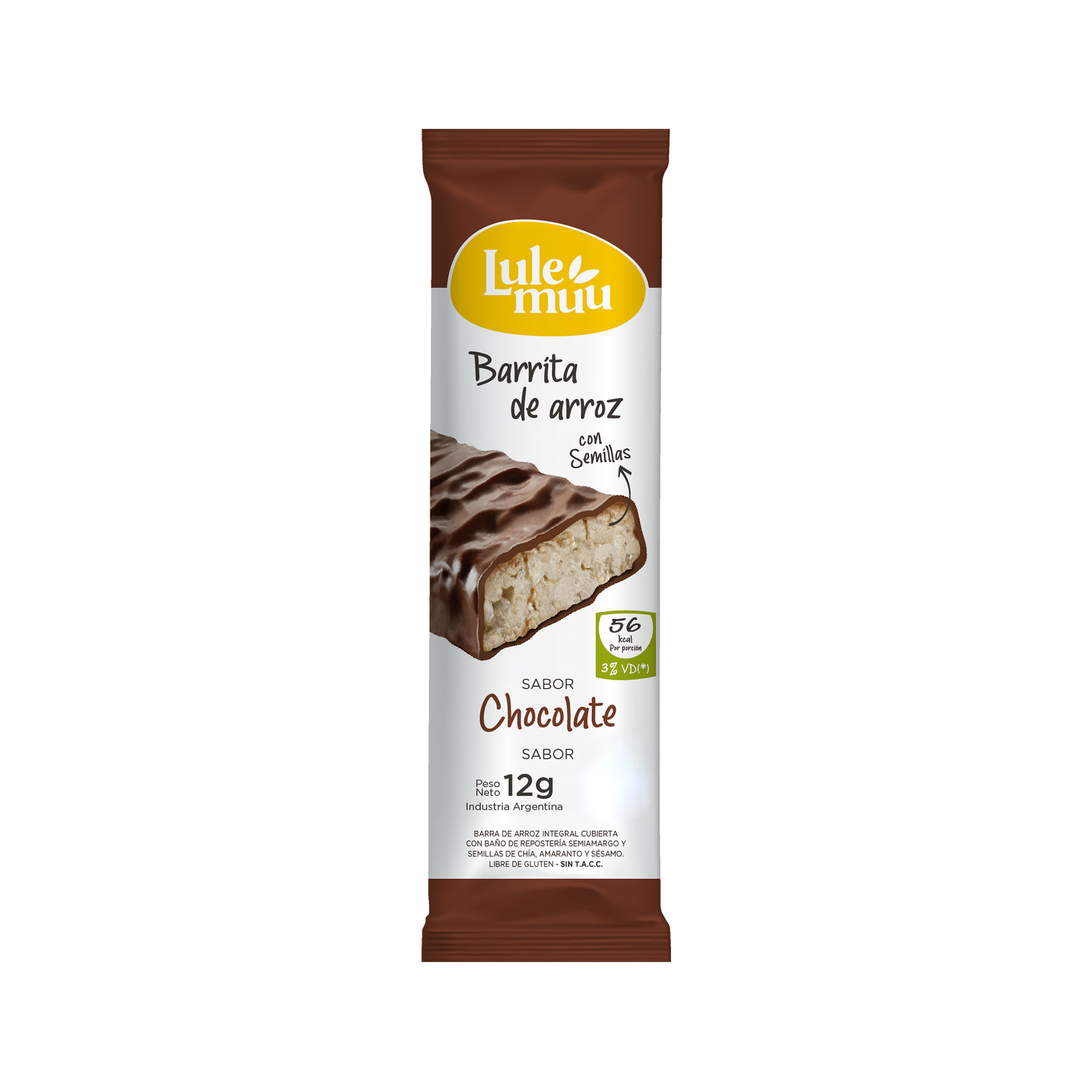 Barrita De Arroz Lulemuu Bañada En Chocolate Negro Sin Tacc 12gr