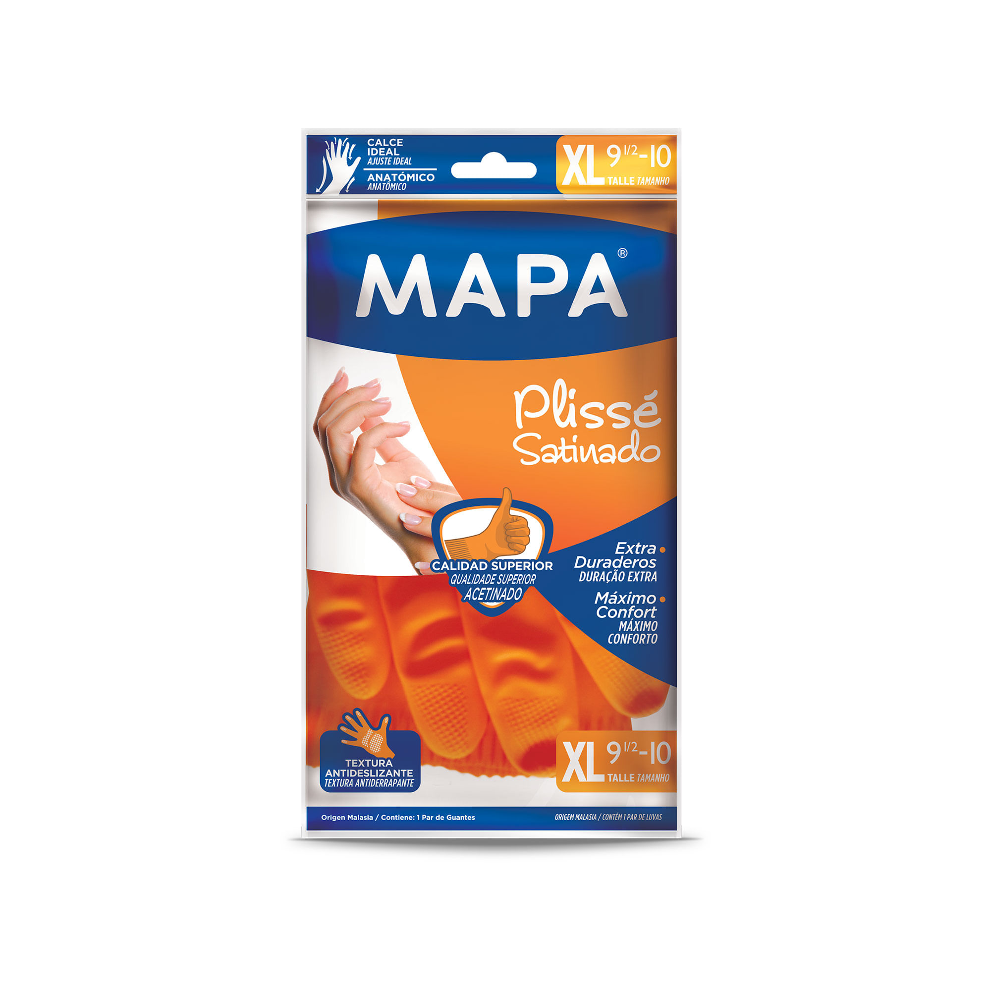 Guante Mapa plisse satinado talle XL