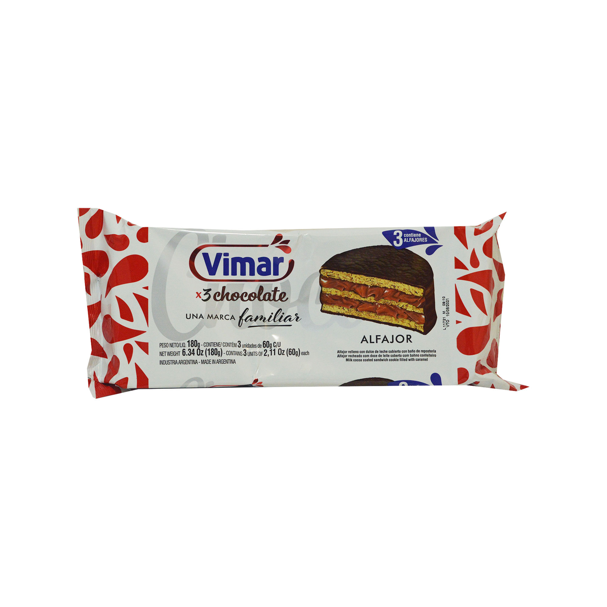Alfajor chocolate triple Vimar 60 g. x 3 uni