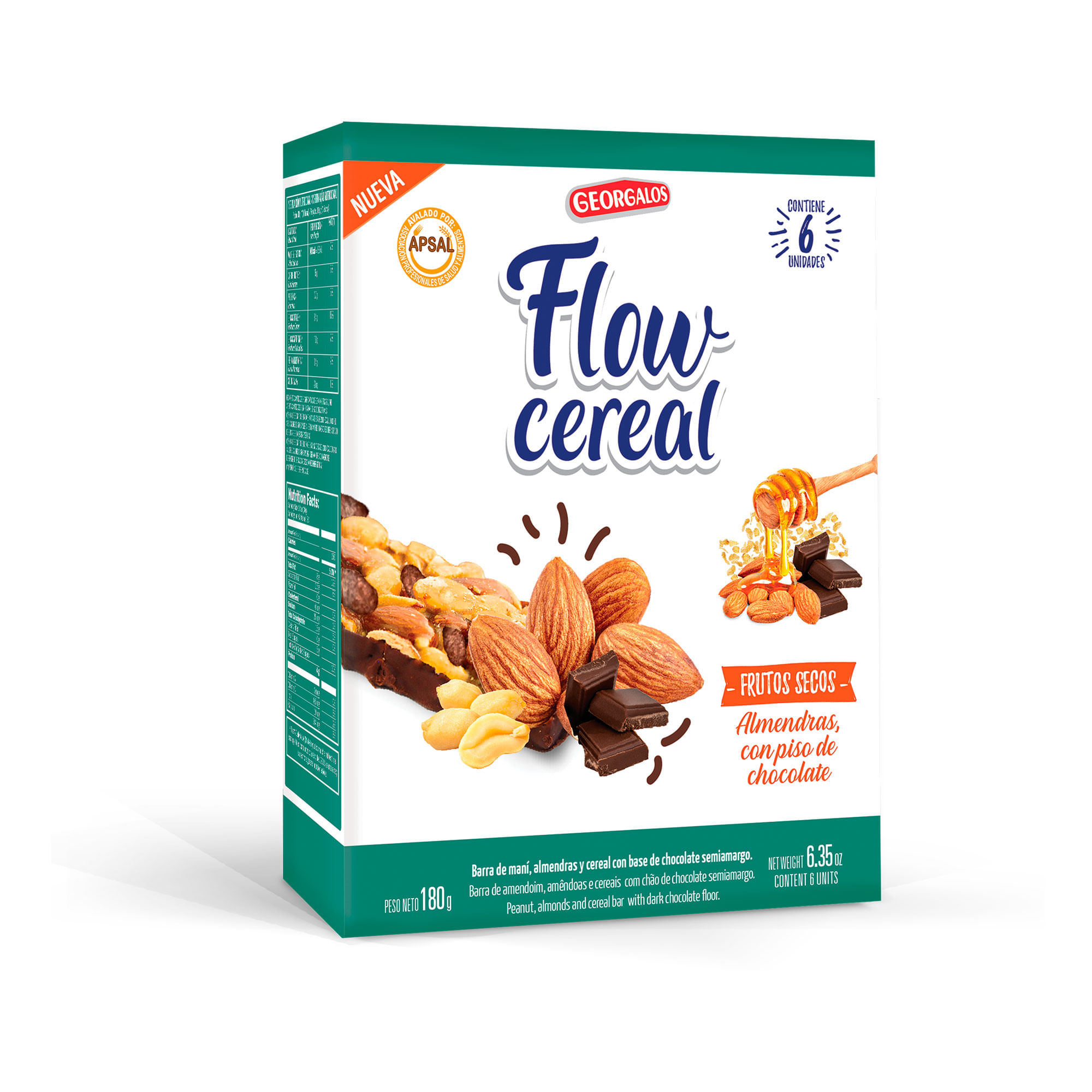Barra de cereal Georgalos almendra choco cereal flow x 6 uni