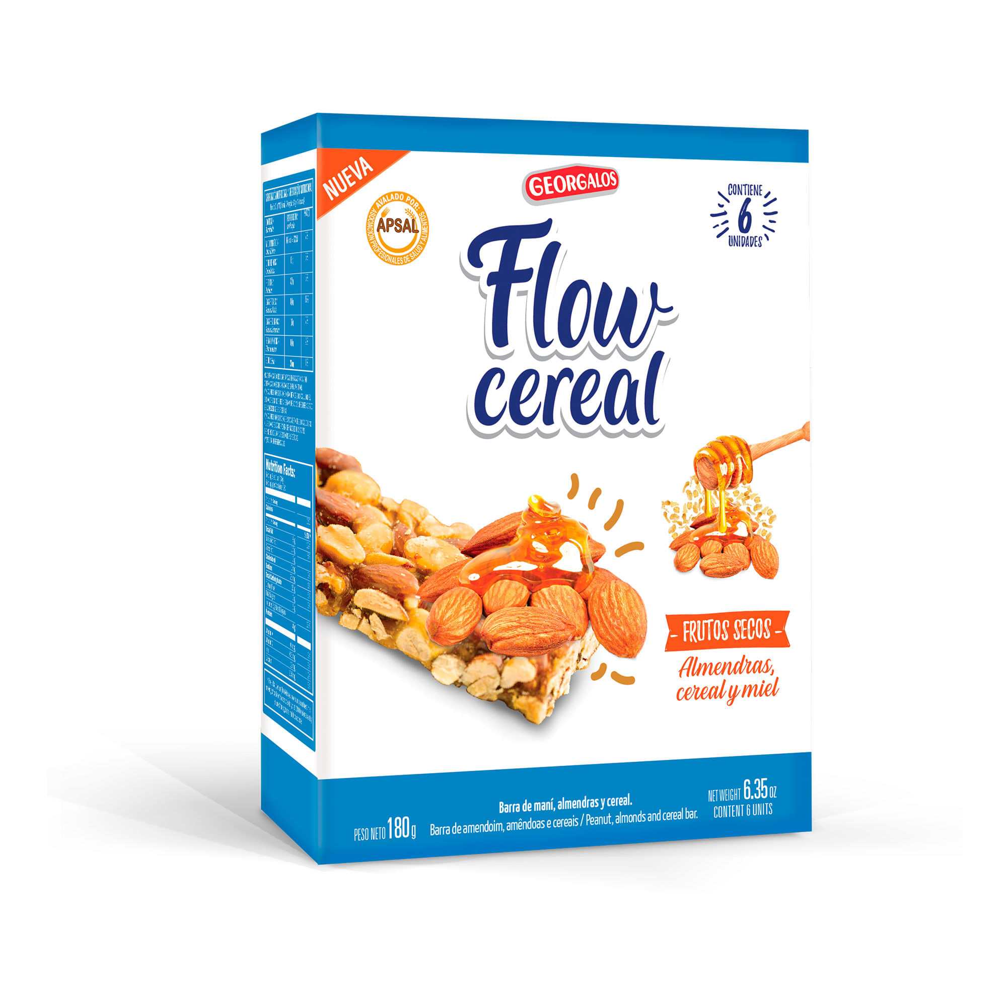 Barra de cereal Georgalos almendras cereal flow x 6 uni