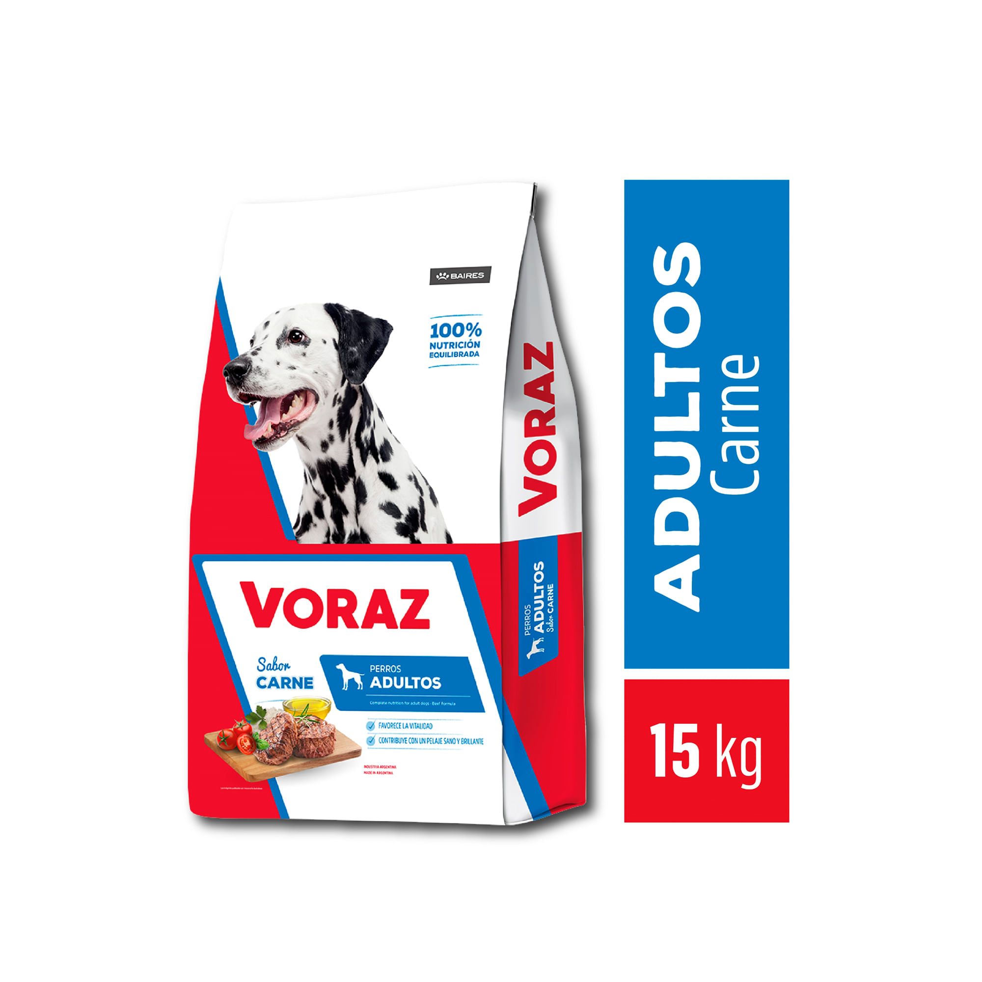 Alimento seco para perro Voraz adultos sabor carne 15 kg