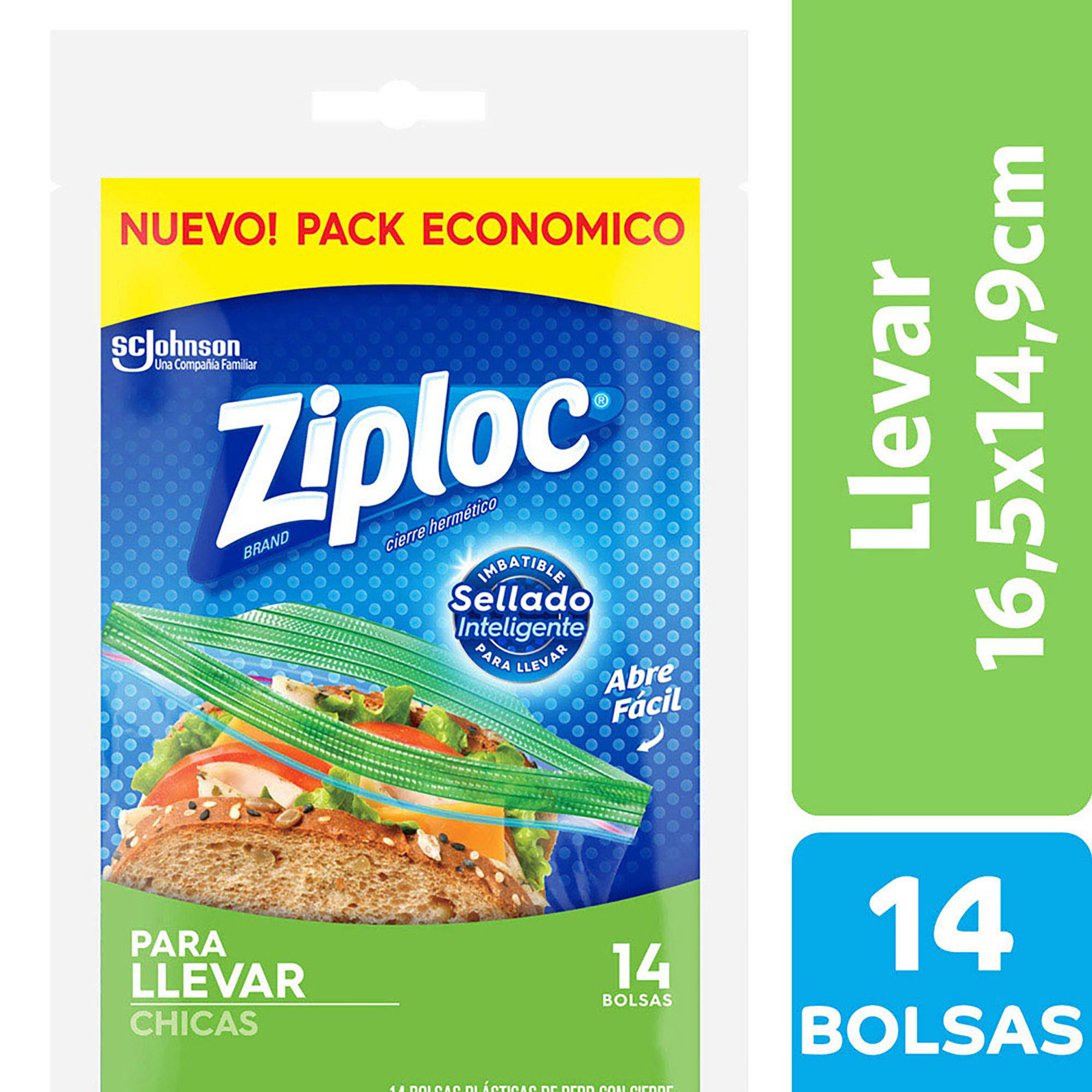 Bolsas herméticas Ziploc para llevar chica x 14 uni