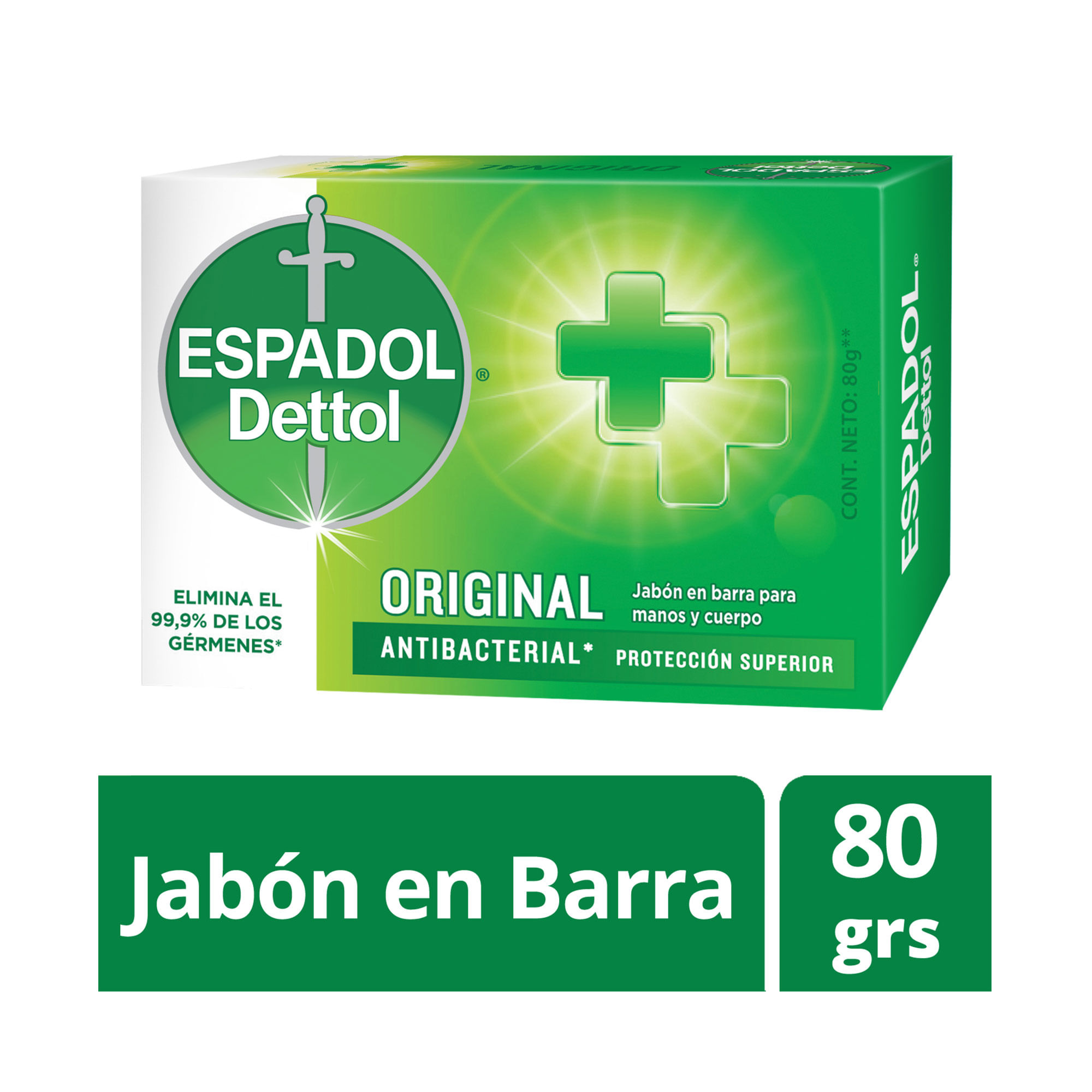 Jabón antibacterial original Espadol 80 g.
