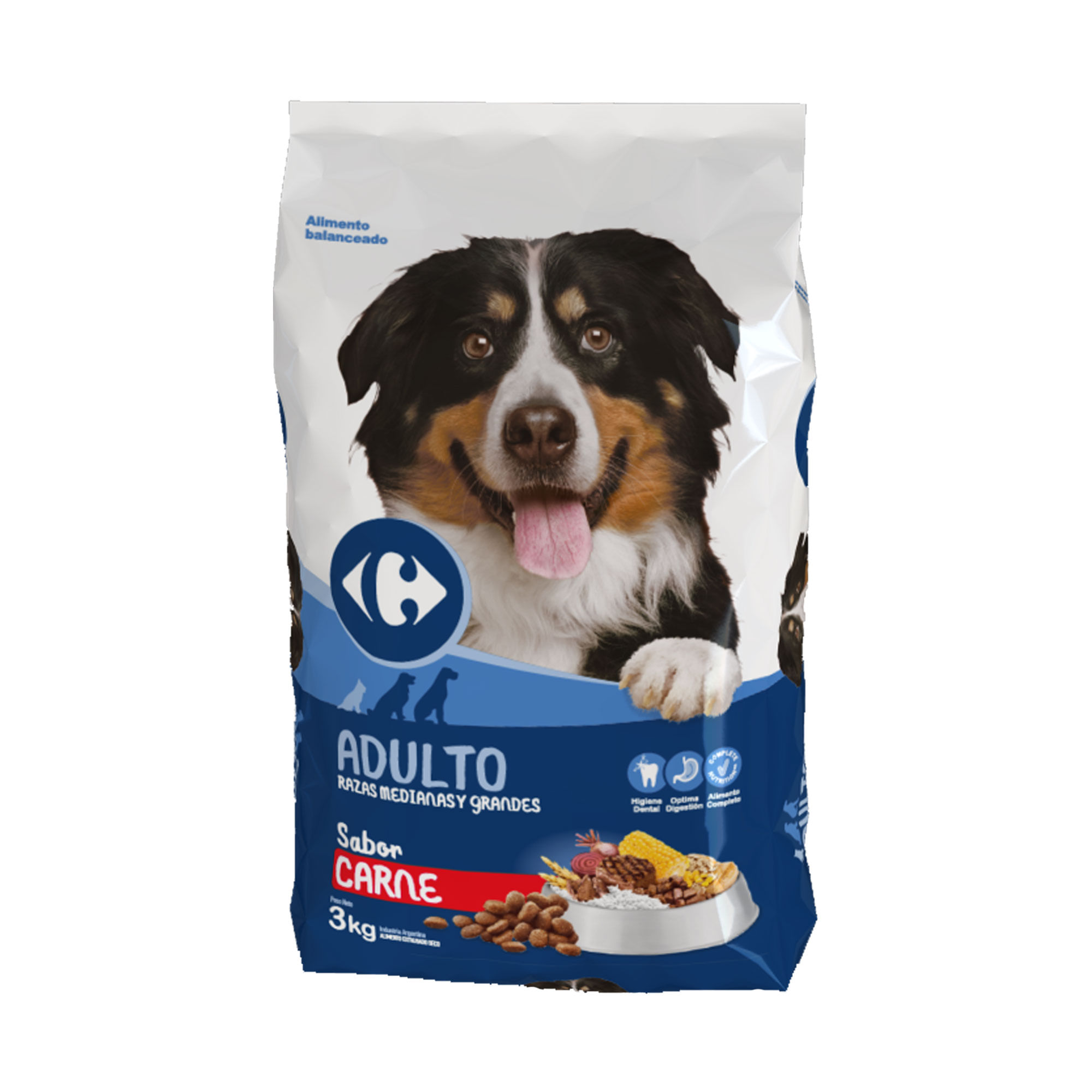 Alimento seco para perro Carrefour razas medianas/grandes x 3 kg.