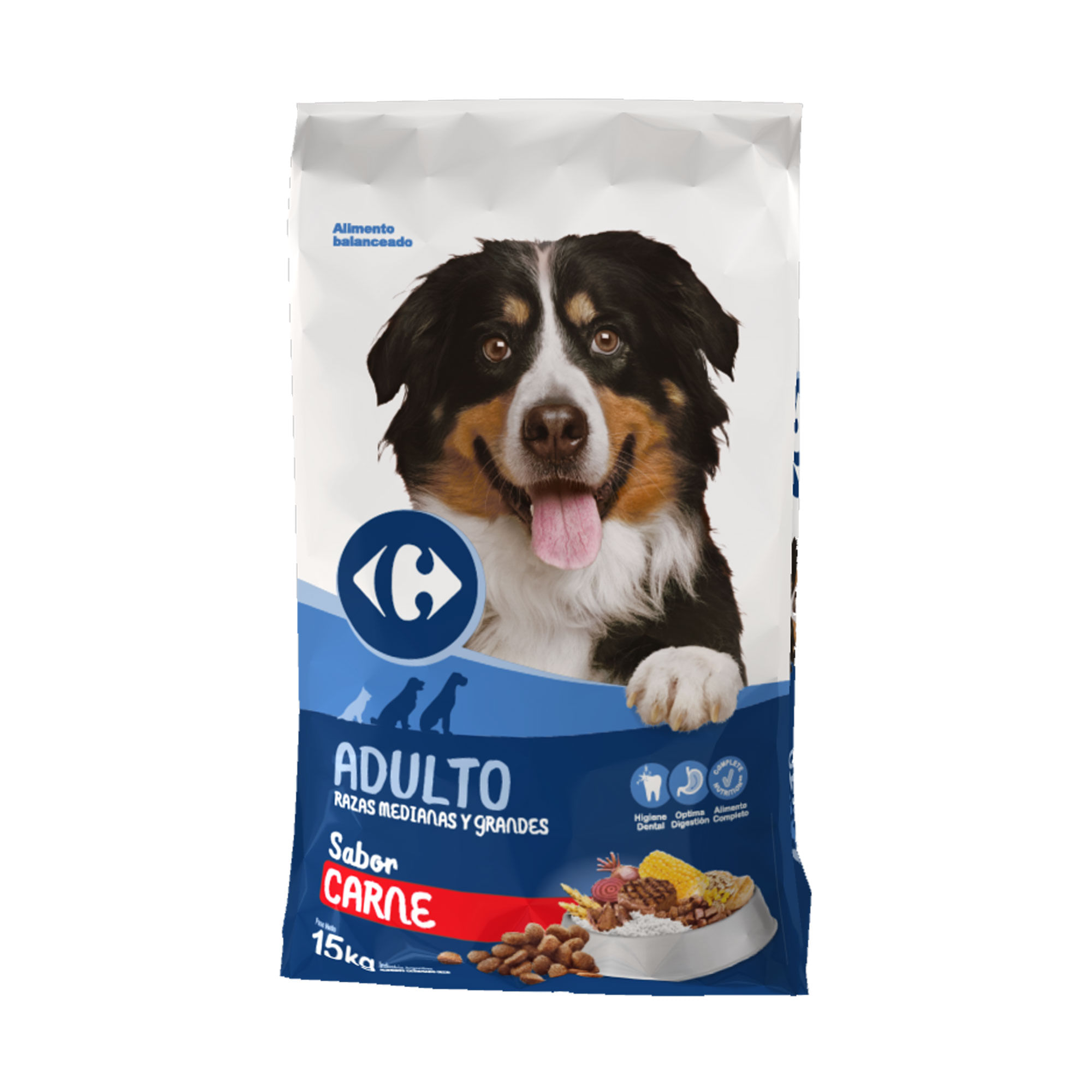 Alimento seco para perro Carrefour razas medianas/grandes x 15 kg.