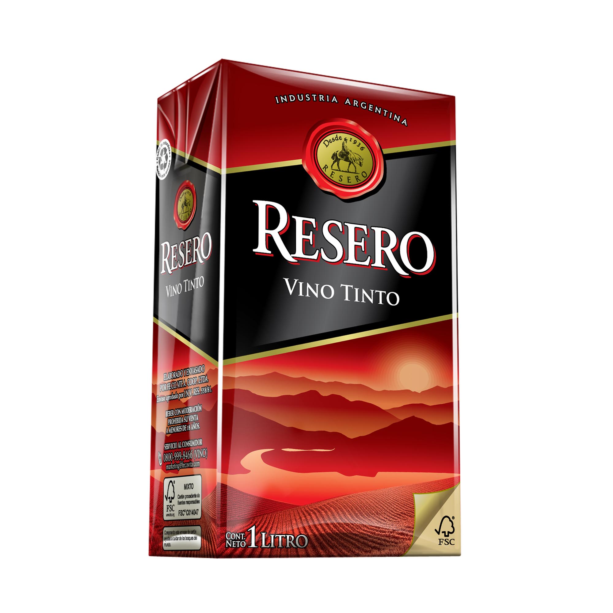 Vino tinto Resero tetra 1 lt