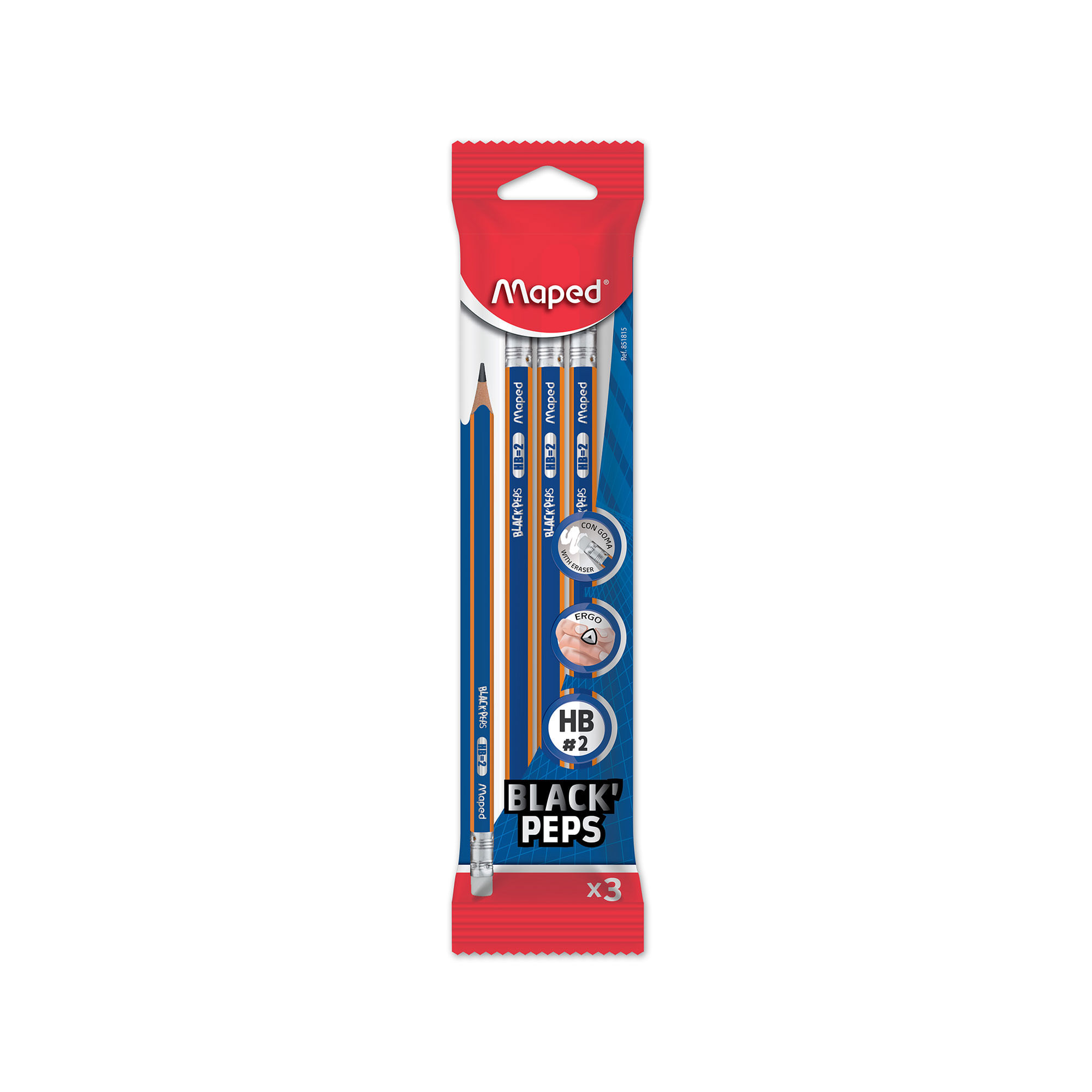 Lápiz grafito Maped blackpeps plastic hb x 3 uni