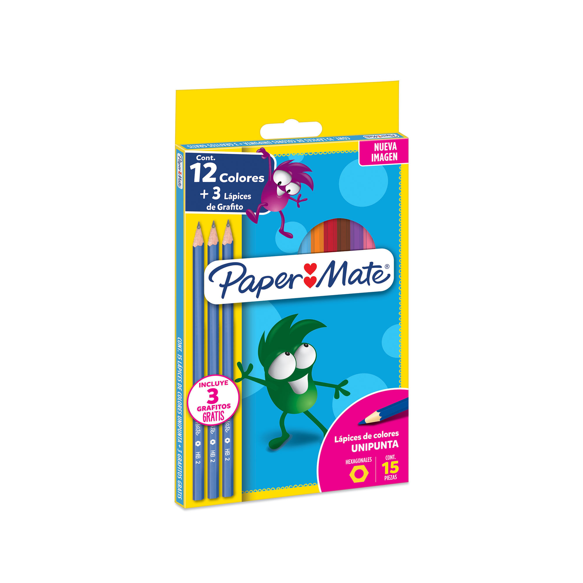 Lápices colores Paper Mate x 12 uni + 3 grafitos