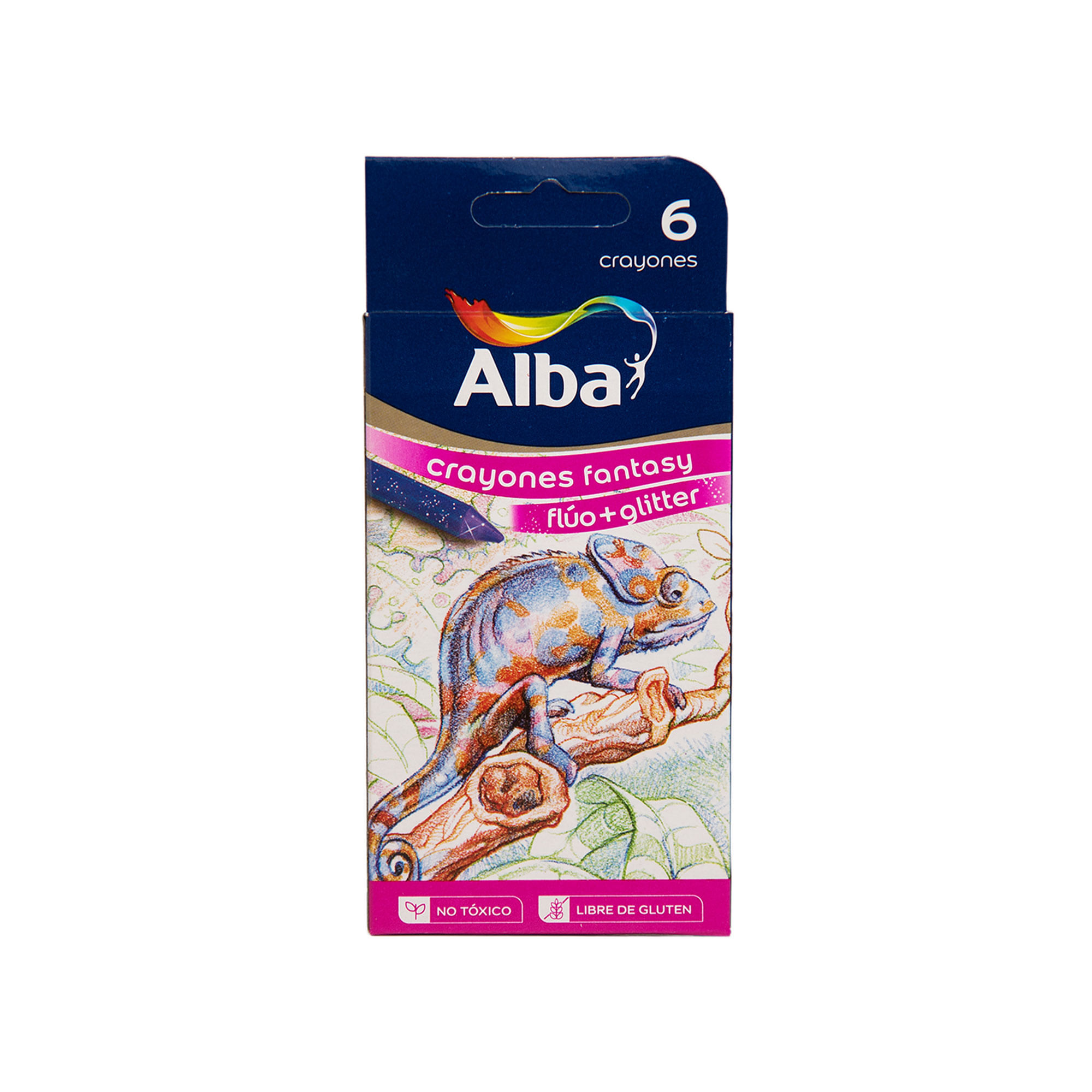 Crayones fantasy Alba fluo con glitter x 6 uni