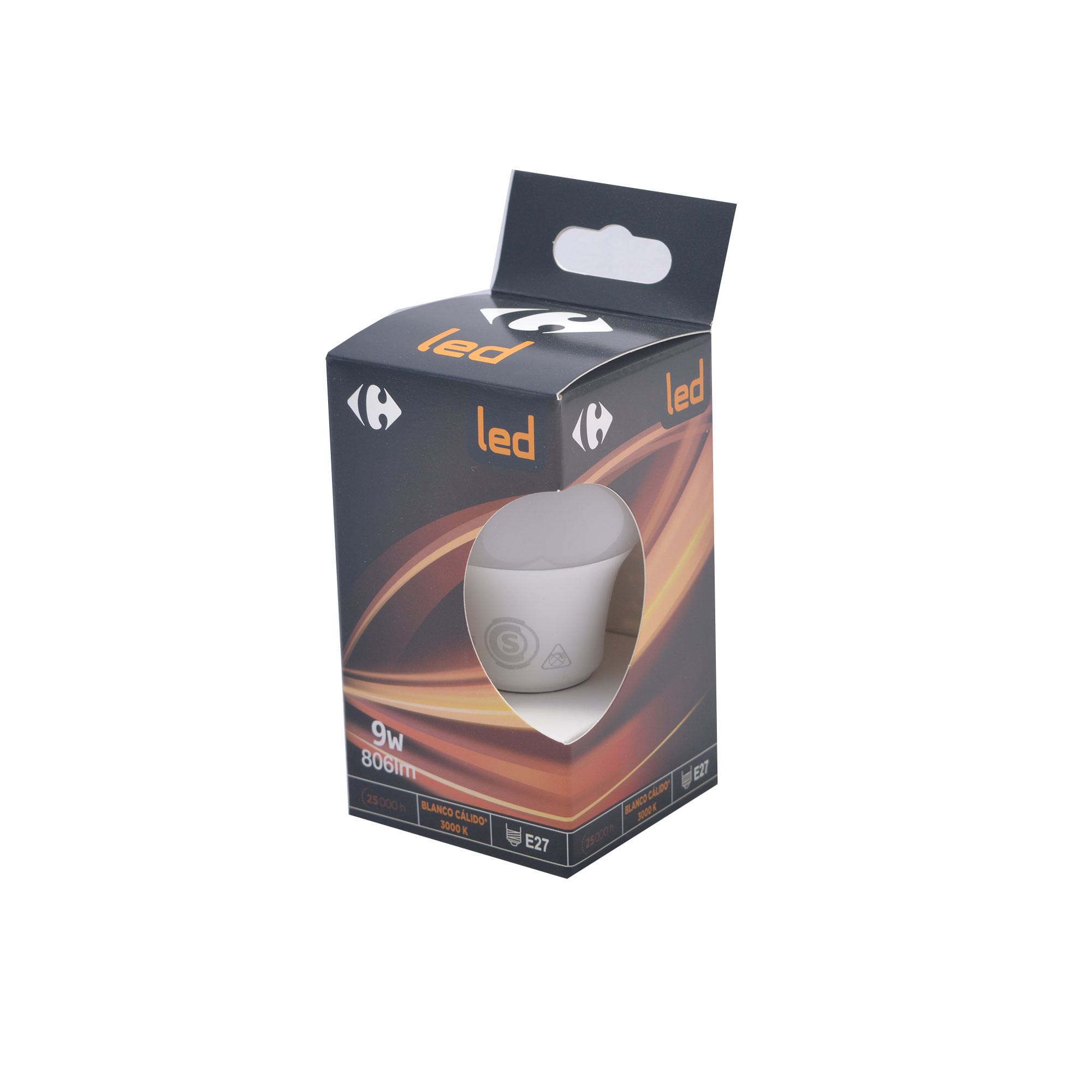 Lámpara led bulbo Carrefour 9W cálida E27 3000K