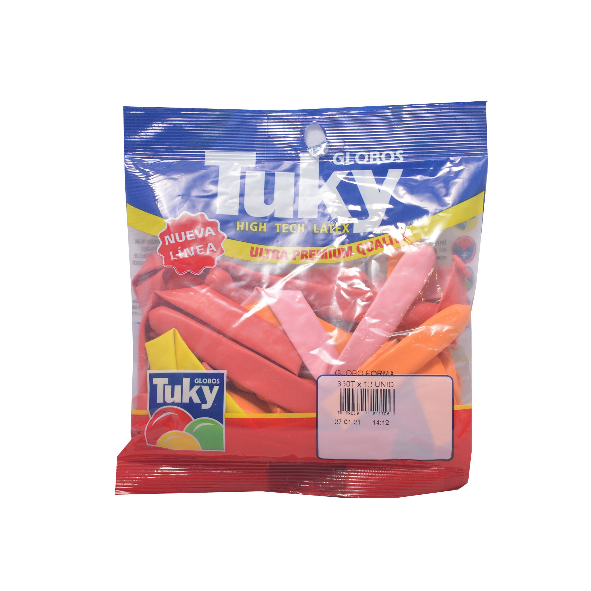 Tuky globo forma tirabuzón x 12 uni